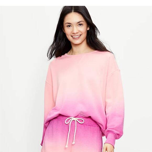 Lou & Grey Purple Pinky-Peach Dip Dye SOFT Pullover  Sweatshirt S - Picture 1 of 15
